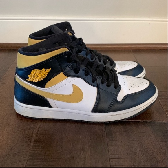 Jordan Other - Nike Air Jordan 1 mid black Purdue yellow pollen white mens size 10